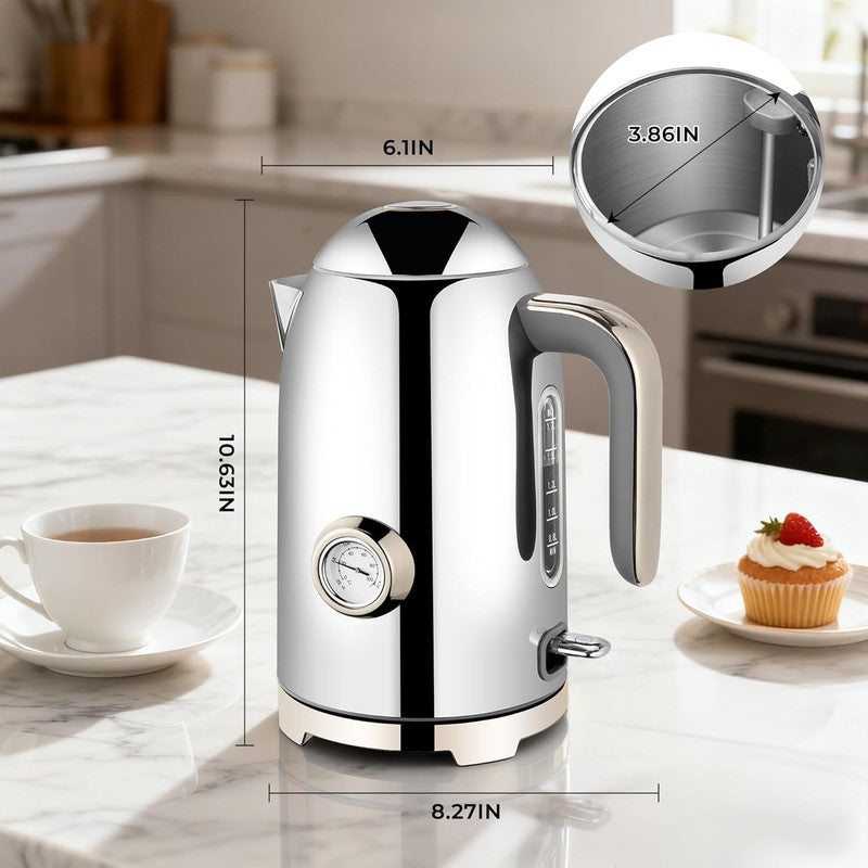 Electric Kettle 57Oz 1500W Stainless Steel Fast Boil w/ Thermometer Silver5