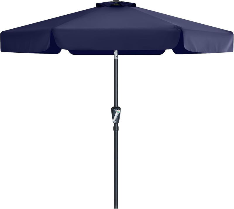 Small 7.5FT Patio Umbrella Crank Tilt 6 Ribs UV Fade Resistant Blue9
