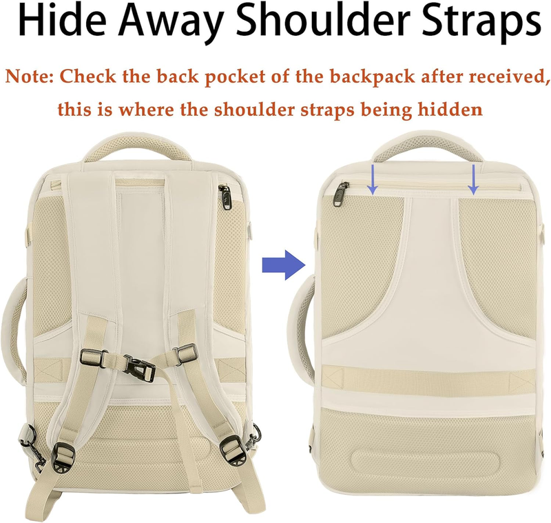 Women Travel Backpack Large Carry On Waterproof Anti Theft Bag Beige3