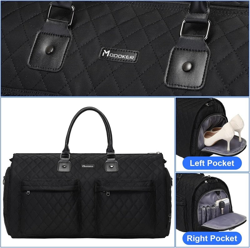 Womens 2in1 Garment Duffle Bag Black Waterproof Hanging Suit Travel Carry3