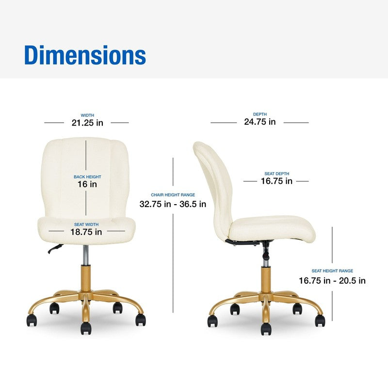 Bouclé Armless Office Chair for Adults and Teens, Cream2
