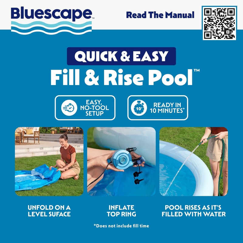 Fast Set 10’ X 30” round Inflatable Soft Sided above Ground Pool Set1