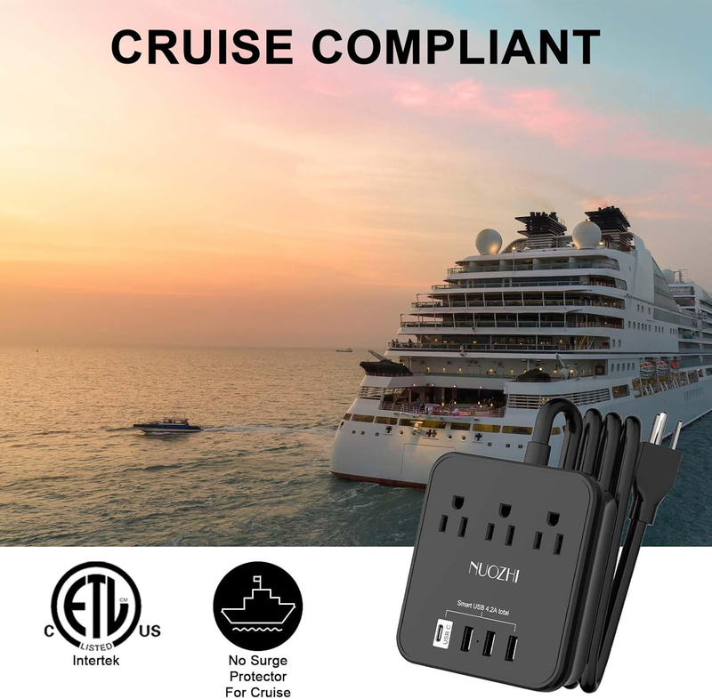 Cruise Approved Power Strip 3 Outlets 4 USB 1 USB C 6FT Black3