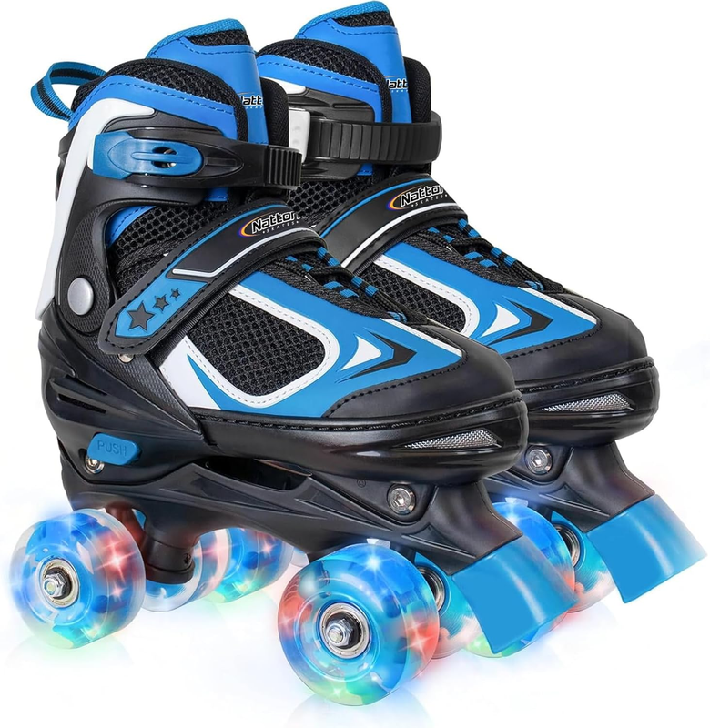 Kids Roller Skates for Boys Girls Kids, 4 Sizes Adjustable Quad Skates with All 10