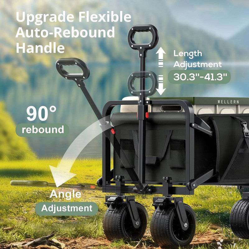 560Lbs Large Collapsible Folding Wagon with Oversized Tank Wheels, Heavy Duty Bi4