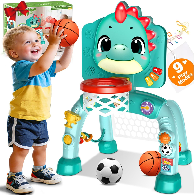 Baby Toy Sports Set Basketball Soccer Music Light Ages 1-30