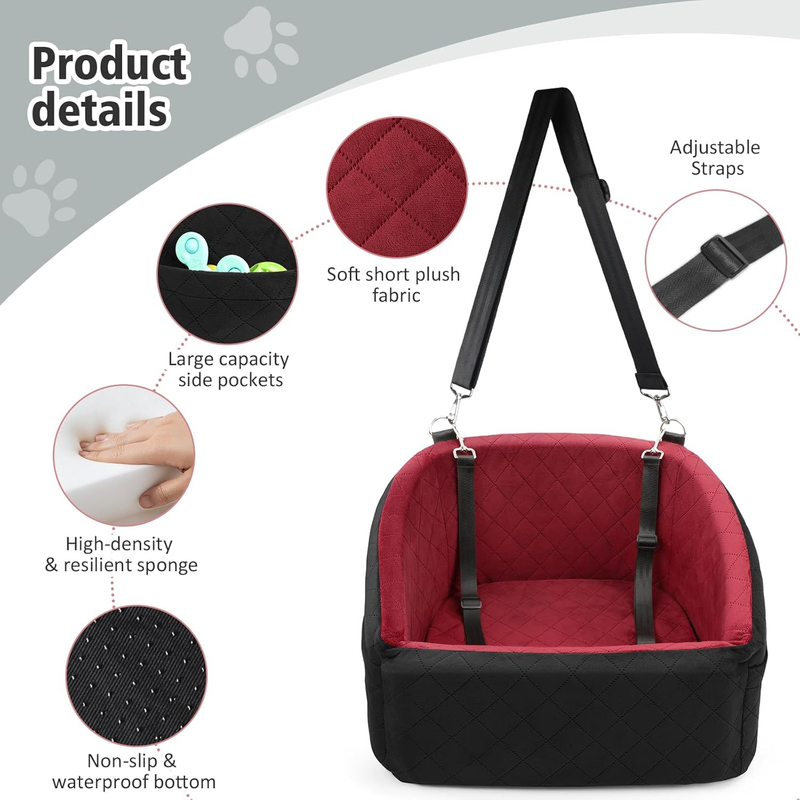 Dog Car Seat for Small Medium Dogs,Detachable Washable Dog Booster Seat under 303