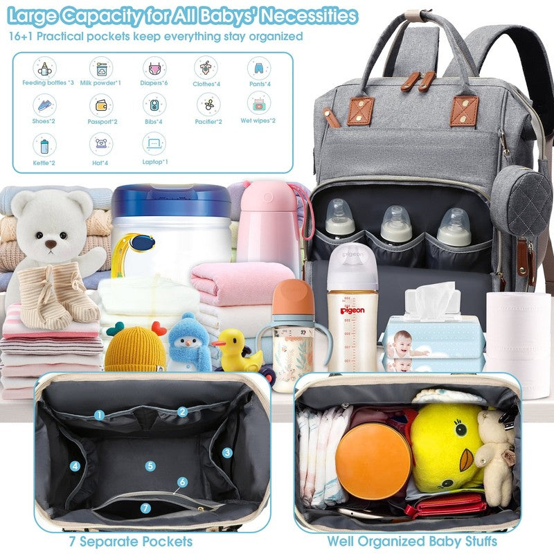 3 in 1 Diaper Bag Backpack w/ Changing Pad & Insulated Pocket – Travel5