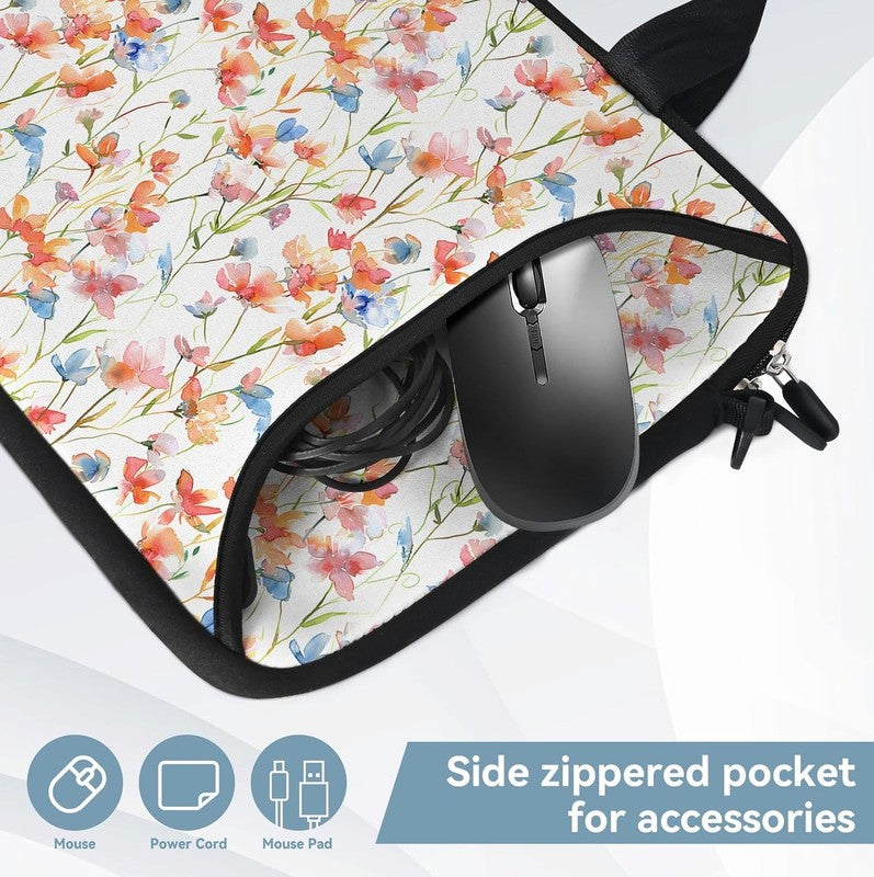 14 15.6 Laptop Sleeve Bag Flowers Neoprene Carry Case w/ Handle Pocket5