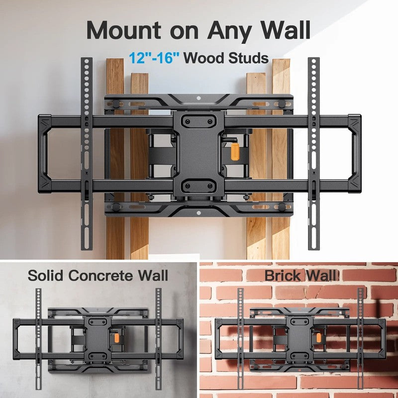 Full Motion TV Wall Mount Bracket with Tool Free Tilt for 42 90 Inch Tvs, 6 Arti6