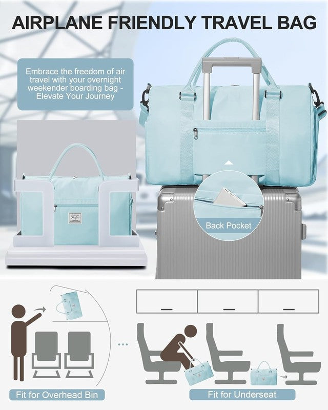 Gym Bag Unisex Shoe Compartment Wet Pocket Travel Duffel Tote Weekend Carry On7