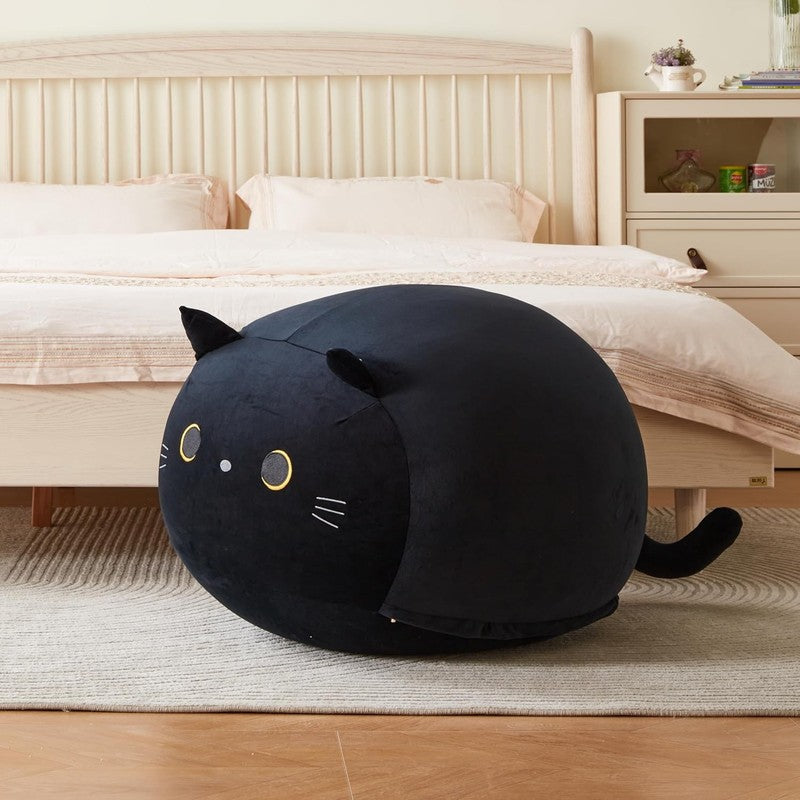 Stuffed Animal Storage Bean Bag Cover Kids Black Cat Toy Organizer Large1