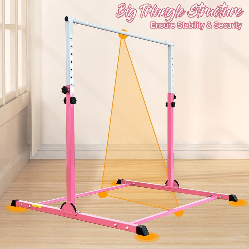 Kids Gymnastic Bar 4FT Wide 5FT Adjustable Kip Bar 350lb Home & Club Use4
