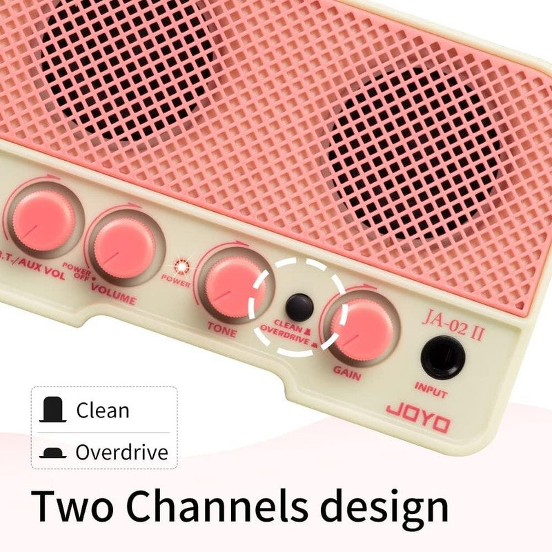 JA-02 II Mini Guitar Amp, 5W Bluetooth Rechargeable Practice Amplifier (Pink)1