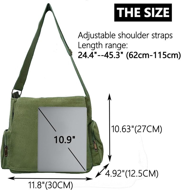 Pattern Messenger Bag Cute Canvas Crossbody Shoulder Handbag Pockets Unisex3