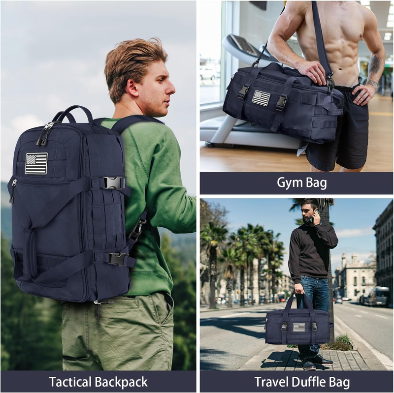 Gym Bag 3‑in‑1 Duffle Backpack w/ Shoe & Wet Pocket Travel Weekender Bag5