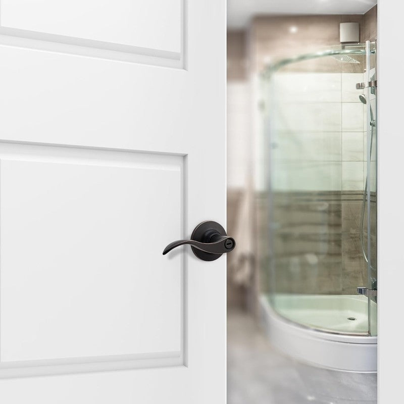 Privacy Lever Door Handle [Thumb Turn Lock on the Inside] for Bedroom or Bathroo2