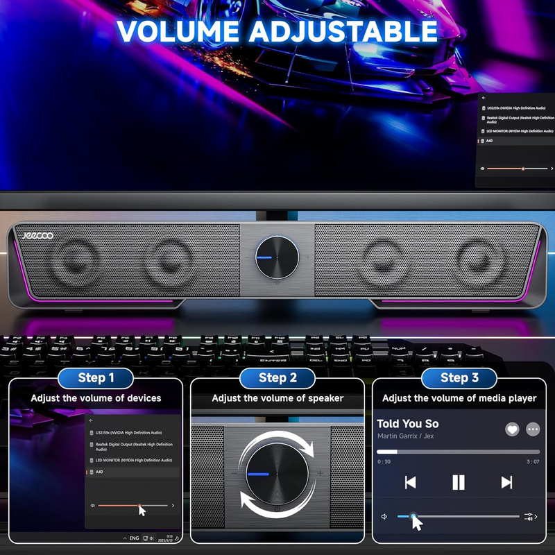 A40 Bluetooth Computer Speakers with Clear Sound, USB Plug & Play PC Speakers wi2