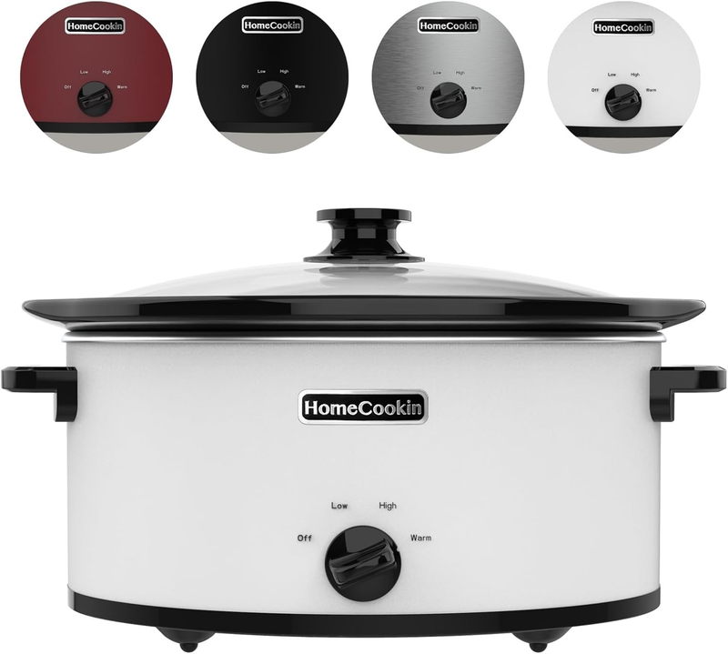 7Qt Oval Slow Cooker Manual 3-Setting White Stainless Steel Warmer6