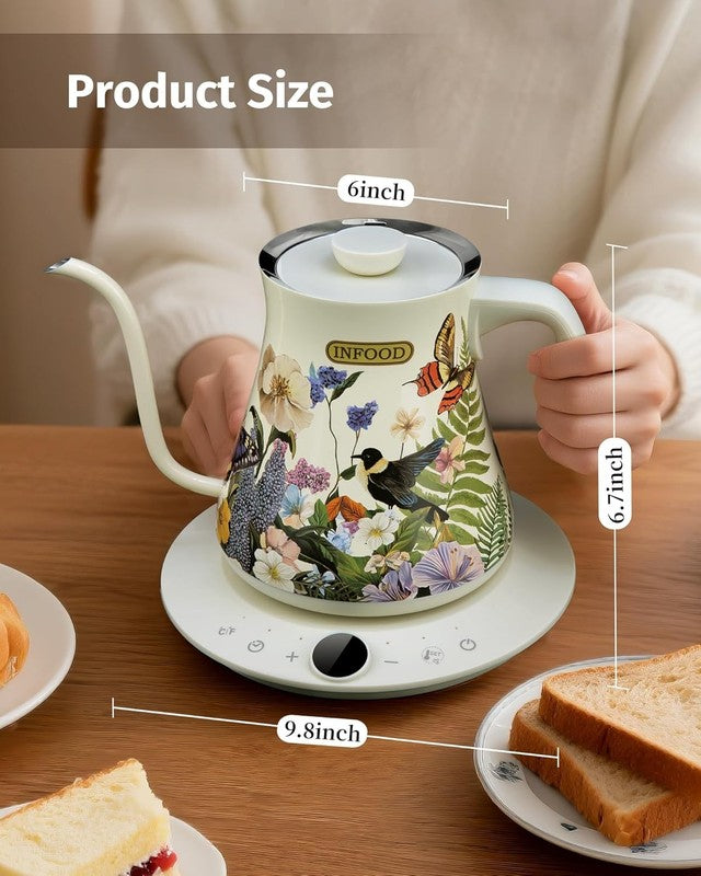 Gooseneck Electric Kettle 0.8L 1200W Stainless Steel Floral Temp Control7