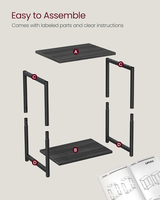 Set of 2 Side Tables Small End Tables Nightstand Living Room Bedroom Gray/Black7