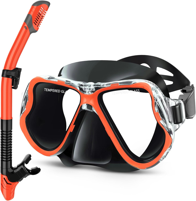 Dry Snorkel Set Panoramic Wide View Anti-Fog Scuba Mask Snorkeling Gear10