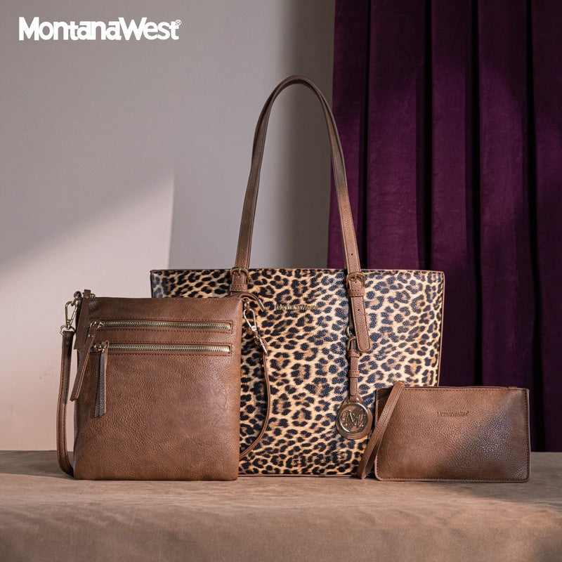 Purses for Women Tote Bag 3Pcs Set Leopard Print Satchel Handbags1