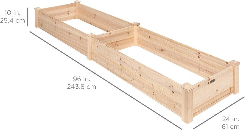 8FT Outdoor Wooden Raised Garden Bed Planter for Veggies & Lawn - Natural6