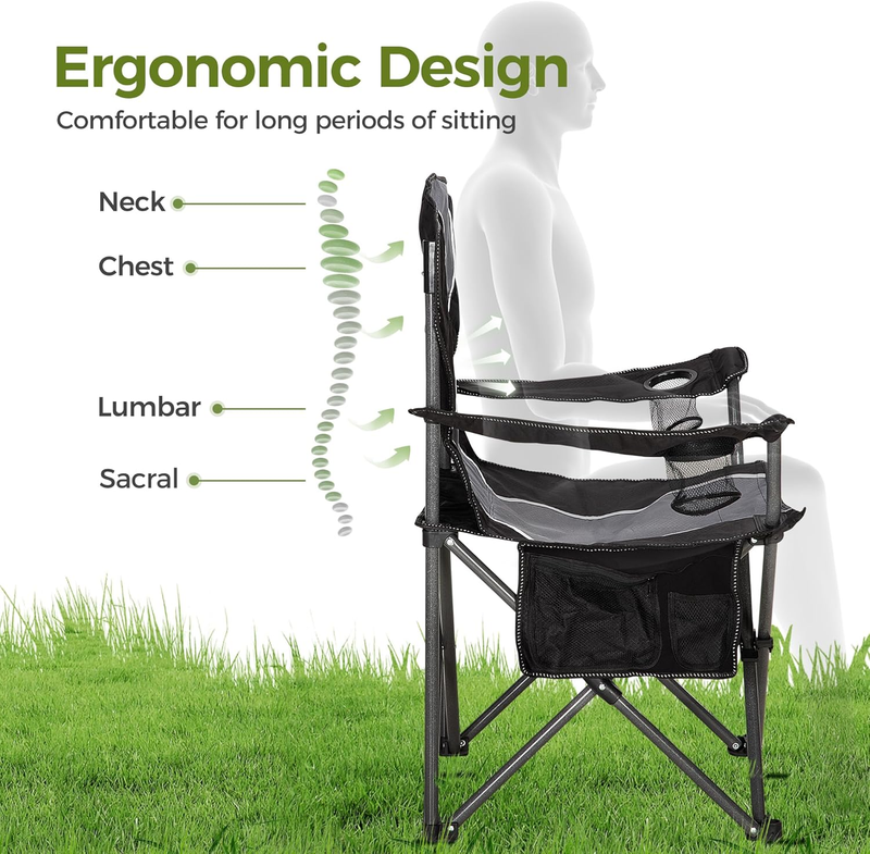 Oversized Quad Back Camping Chair 350lbs Heavy Duty Folding Chair2