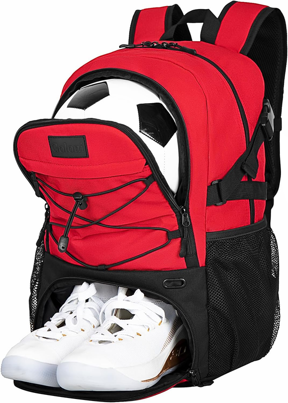 Soccer Basketball Backpack w/ Ball & Shoe Compartment Sports Travel Bag10