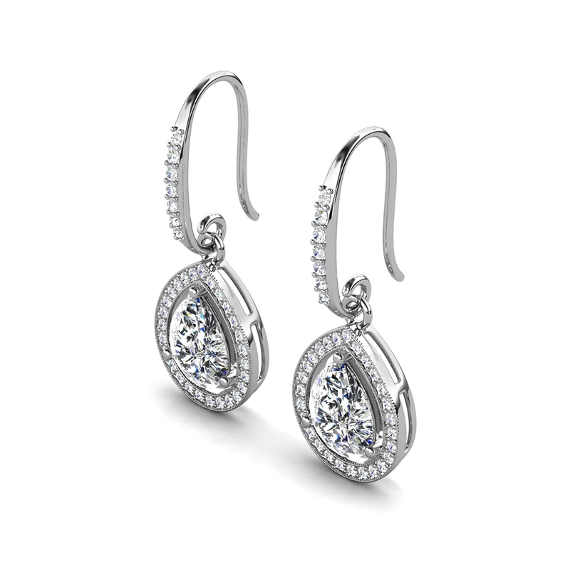 Isabel Dangle Earrings 18K White Gold Plated w/ Simulated Diamond Crystals Women6