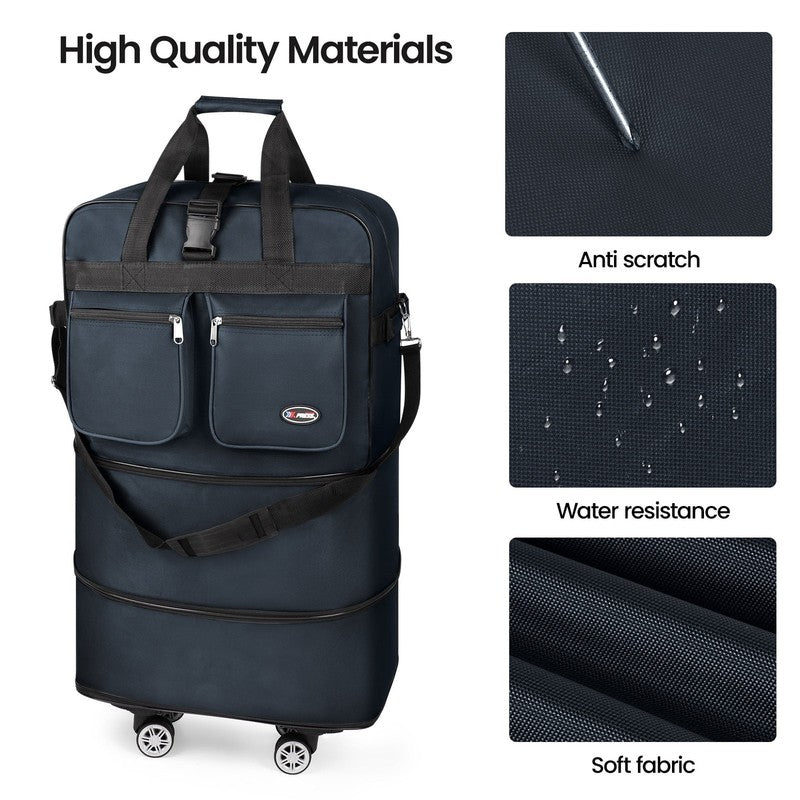 30" Expandable Rolling Duffle Bag Foldable Travel Luggage for Home Storage Movin6