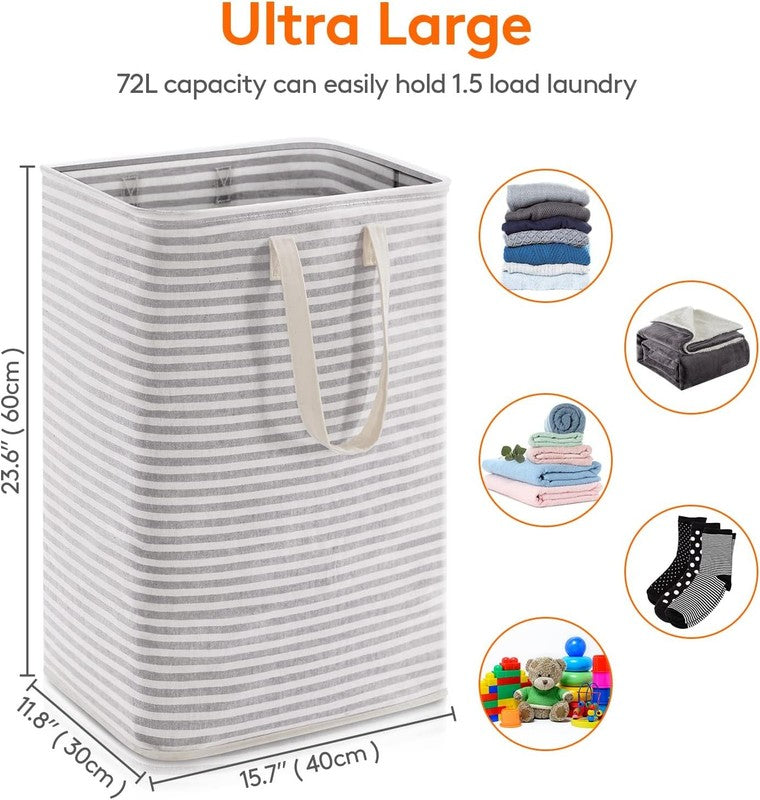 2 Pack Laundry Hamper Large Collapsible Laundry Baskets, Freestanding Waterproof2