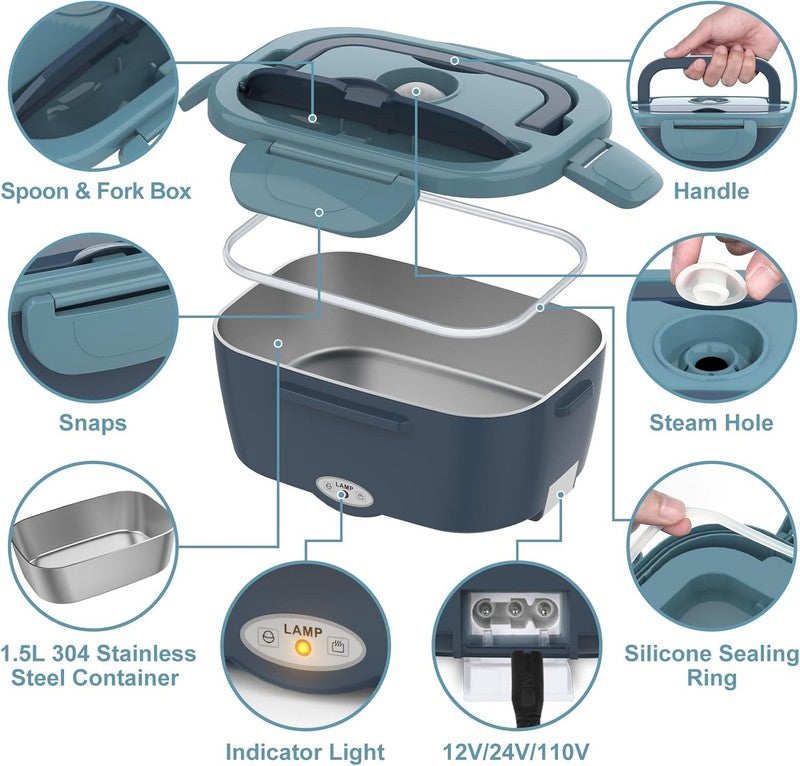 Electric Lunch Box Food Heater 80W Heated Lunch Box for Adults 12V 24V 110V 220V6