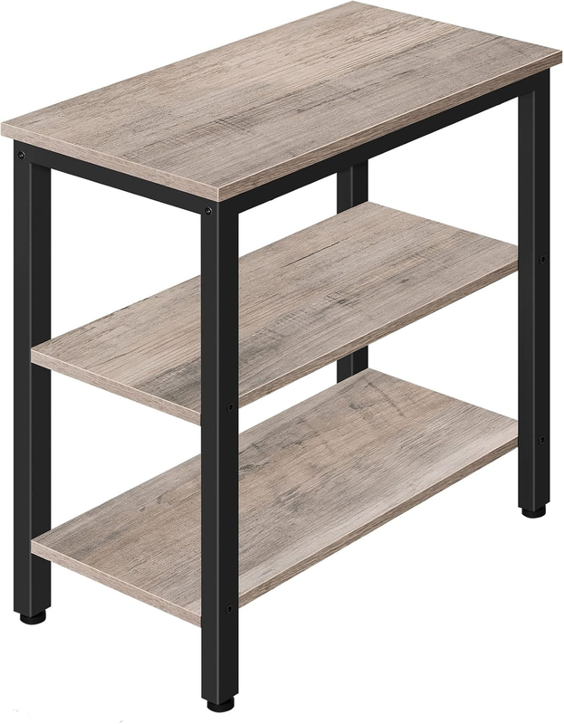 Rustic 3 Tier End Table Nightstand Narrow Side Table Greige Black8