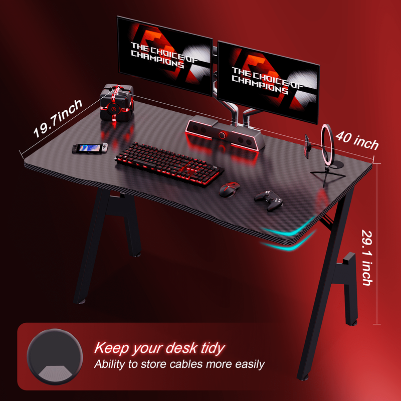 40 Inch Gaming Desk with Carbon Fibre Surface, PC Desk Ergonomic, Gaming Table2