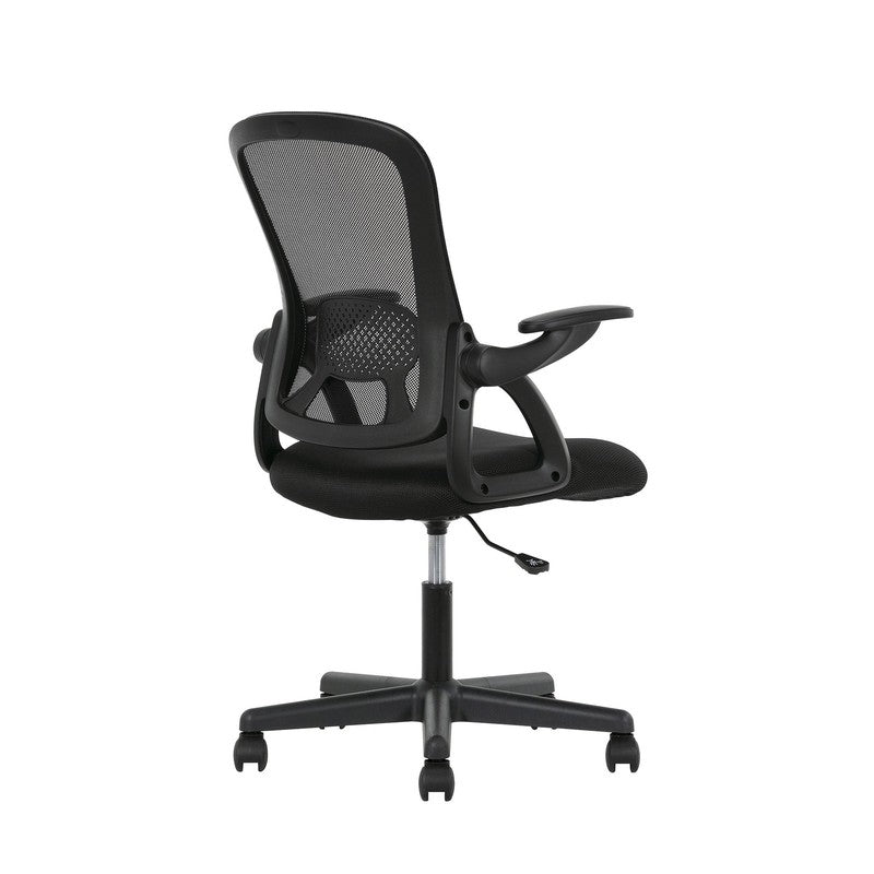 Ergonomic Mesh Back Office Chair with Flip up Arms for Adults, Black Fabric, 2751