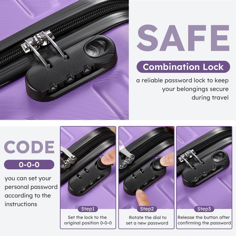 4 Piece Luggage Set Hardside Spinner Suitcase 16 20 24 28 Inch Purple1
