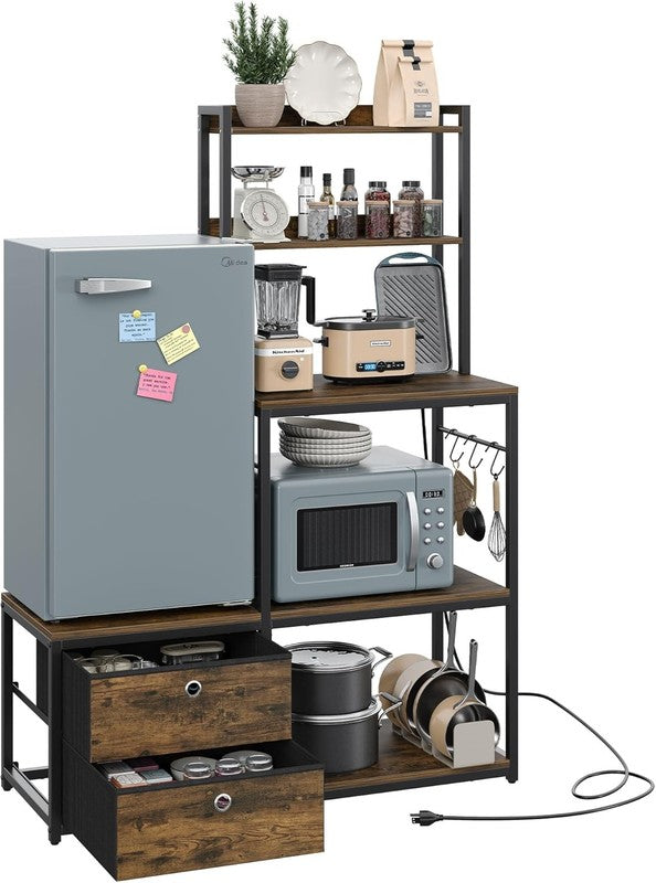 Mini Fridge Stand with Storage, Refrigerator Cabinet with Power Outlet   Multifu5