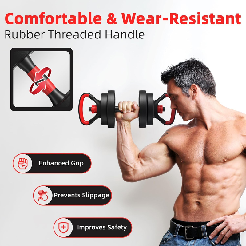 Multi Functional Portable Changeable Dumbbell and Barbell Kettlebell Set with Ad5