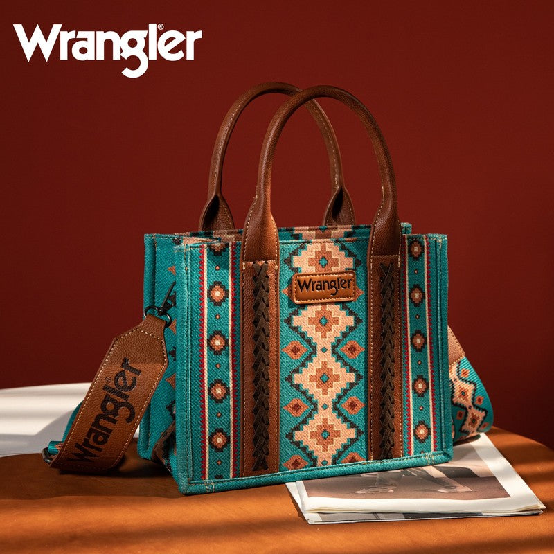 Wrangler Aztec Tote Bag for Women Boho Shoulder Purses and Handbags, Turquoise2