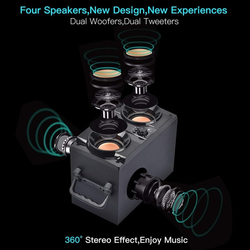 60W Portable Bluetooth Speaker with Heavy Bass, LED Lights & FM Radio2