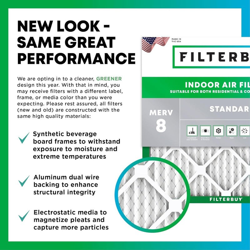 16x25x1 MERV 8 Air Filter 4-Pack - Pleated HVAC AC Replacement Filters2