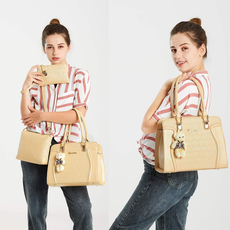 Women Fashion Handbag Set 4PCS Tote Shoulder Top Handle Satchel Purse3