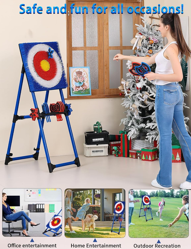 Axe Throwing Game for Backyard Indoor Outdoor w/ 8 Axes 8 Star Darts7
