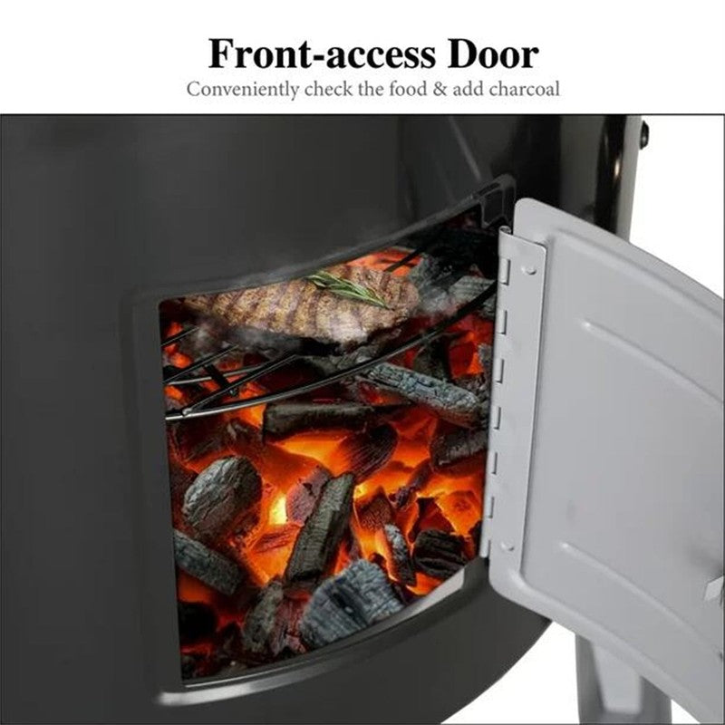 17 Inch Vertical Charcoal Smoker Grills 2 in 1 BBQ Grill & Smoker, Black3