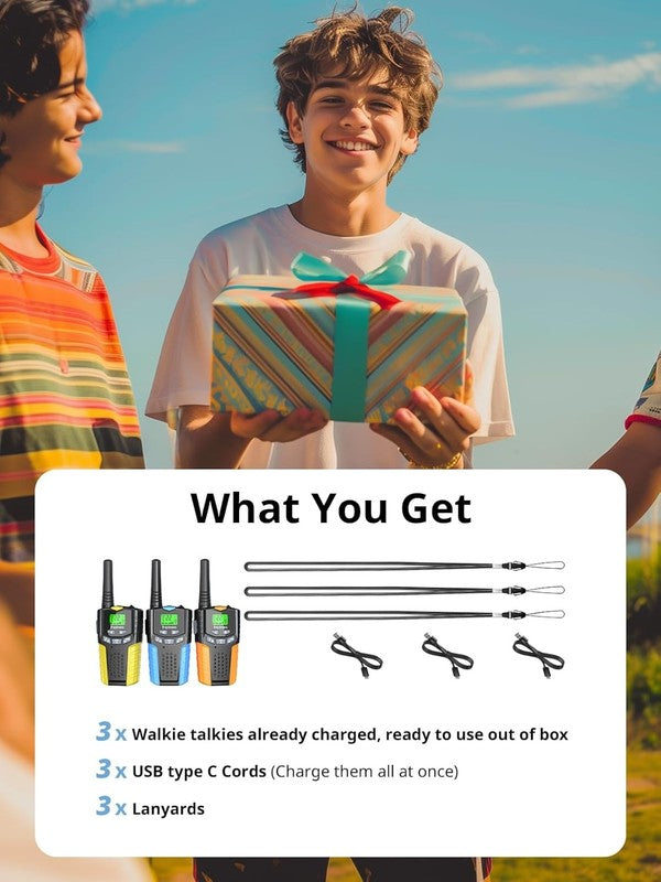 Kids Walkie Talkies 3 Pack Rechargeable Toy Radios Long Range 3 12 Gift7