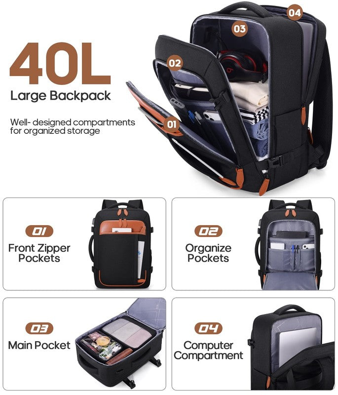 Travel Backpack for Men & Women Carry on Backpack Flight Approved 40L Waterproof5