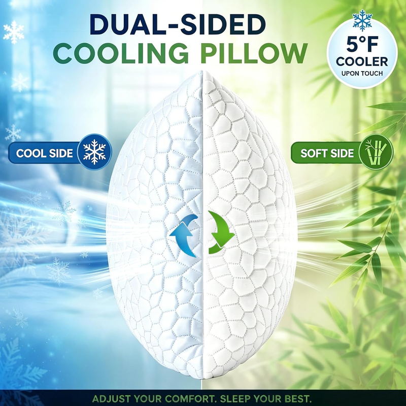 Cooling Pillows Queen Size Set of 2 Adjustable Memory Foam Neck Support1