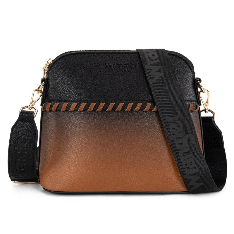 Wrangler 3Pc Handbag Set Tote Crossbody Purse Wallet Black Brown4